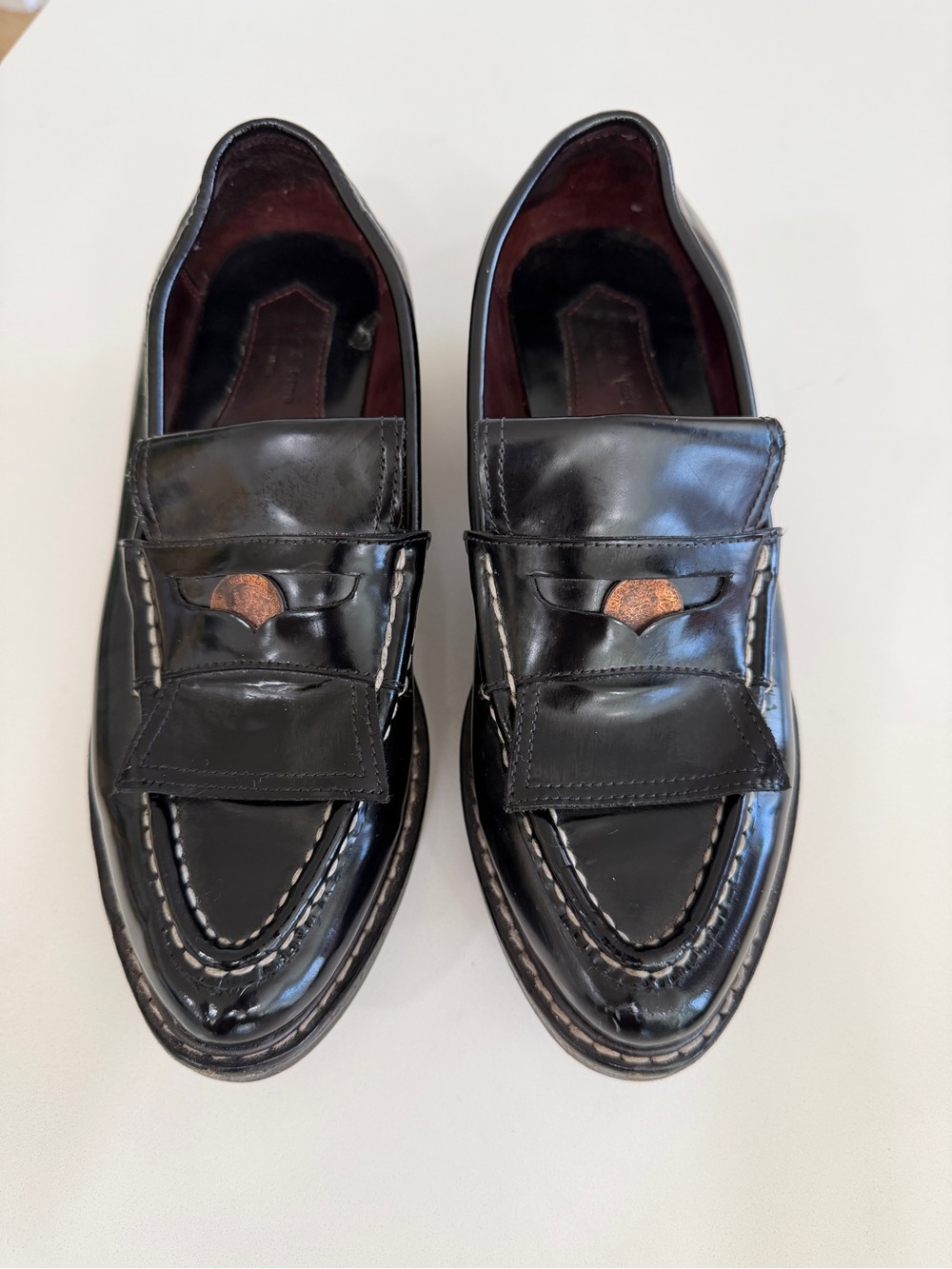 rag & bone Black Leather Penny Loafers 36.5